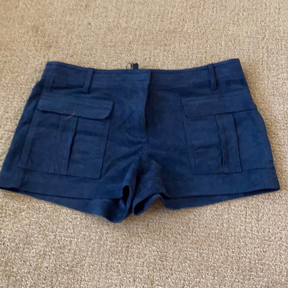 Navy suede shorts